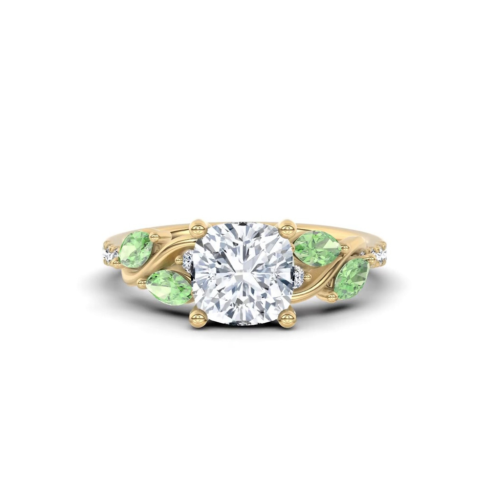 360 degree view of Hayden Curved Vine Tsavorite And Diamond Engagement Ring