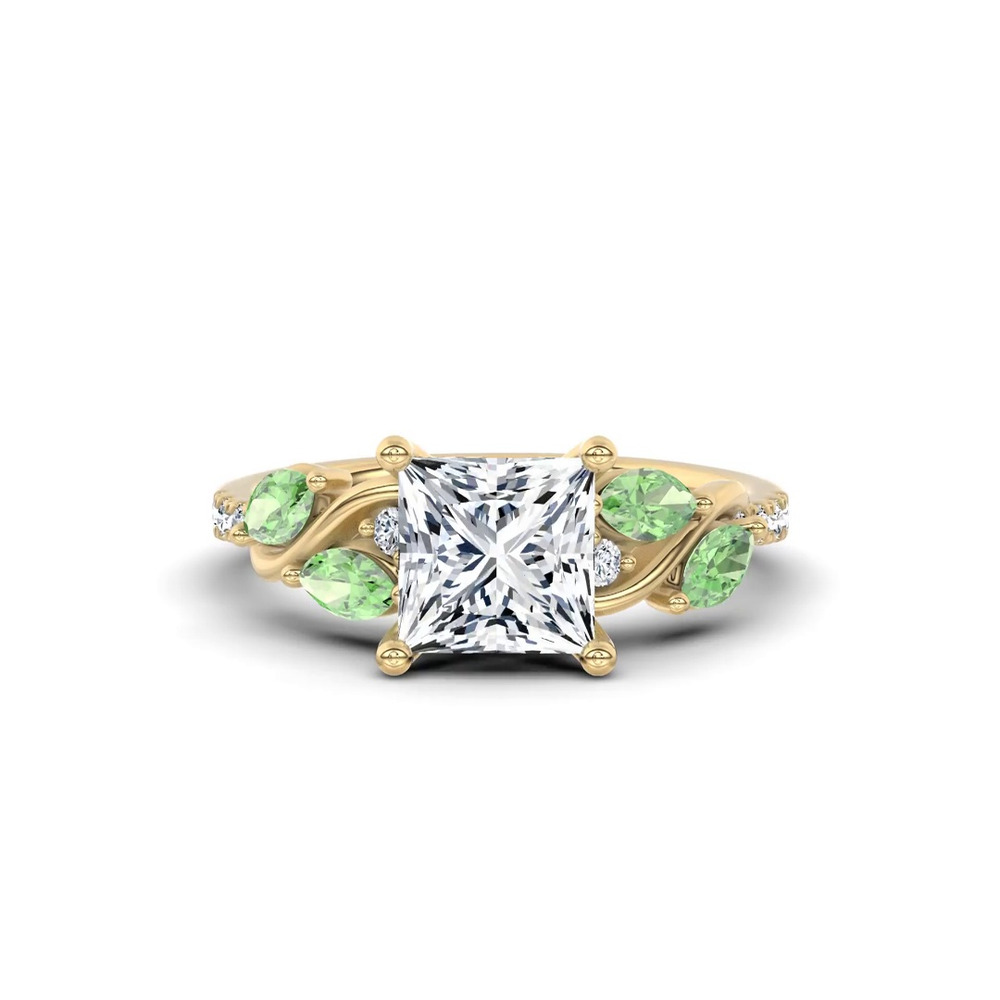 360 degree view of Hayden Curved Vine Tsavorite And Diamond Engagement Ring