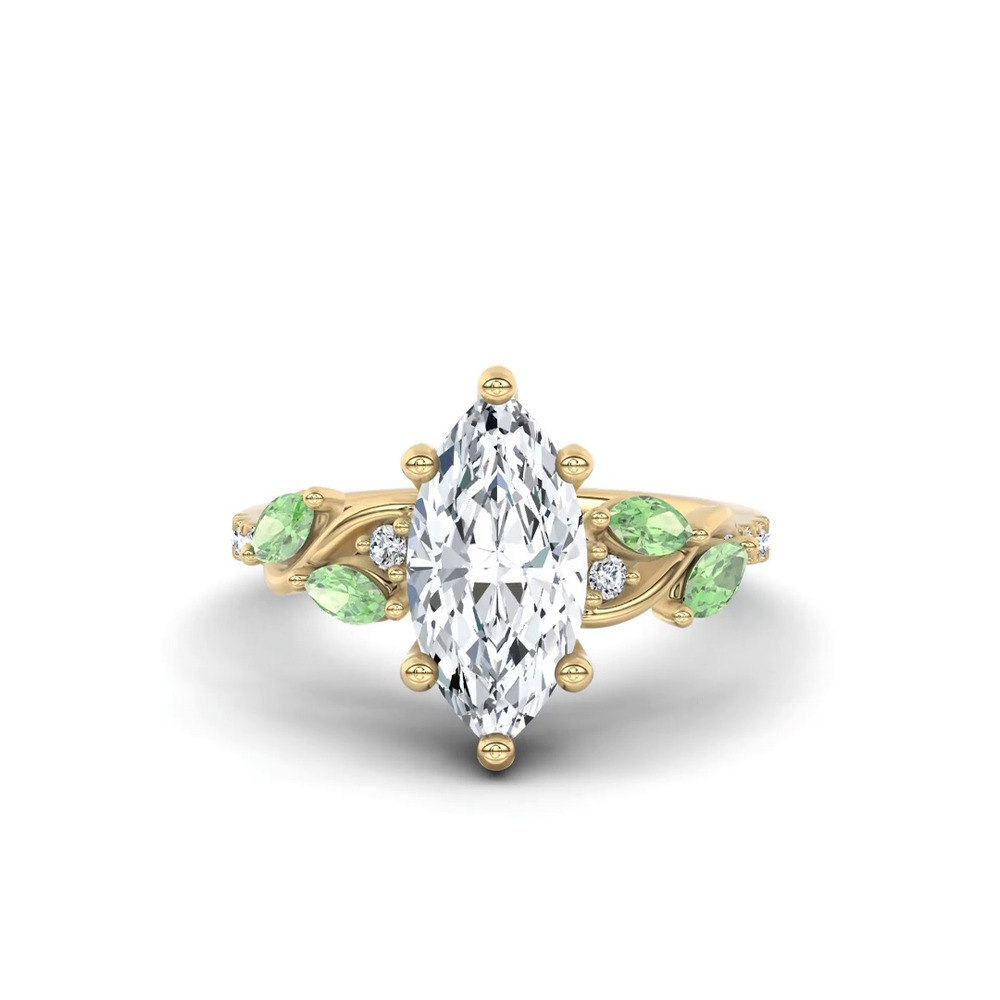 360 degree view of Hayden Curved Vine Tsavorite And Diamond Engagement Ring