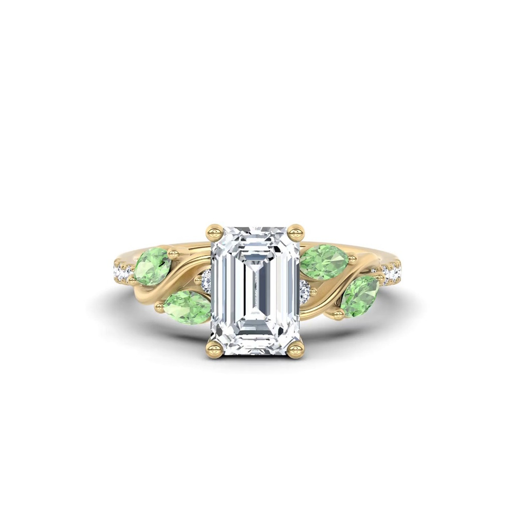 360 degree view of Hayden Curved Vine Tsavorite And Diamond Engagement Ring