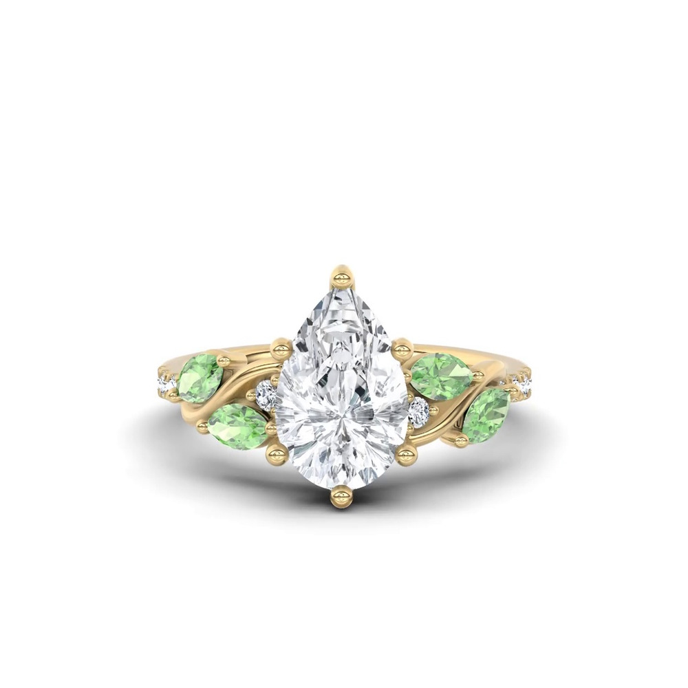 360 degree view of Hayden Curved Vine Tsavorite And Diamond Engagement Ring