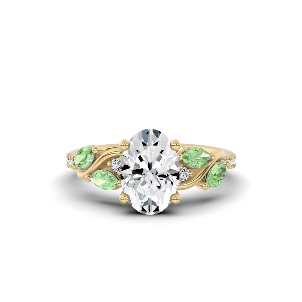 360 degree view of Hayden Curved Vine Tsavorite And Diamond Engagement Ring