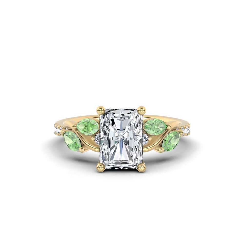 360 degree view of Hayden Curved Vine Tsavorite And Diamond Engagement Ring