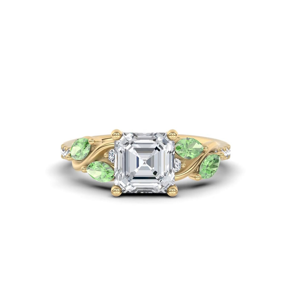 360 degree view of Hayden Curved Vine Tsavorite And Diamond Engagement Ring