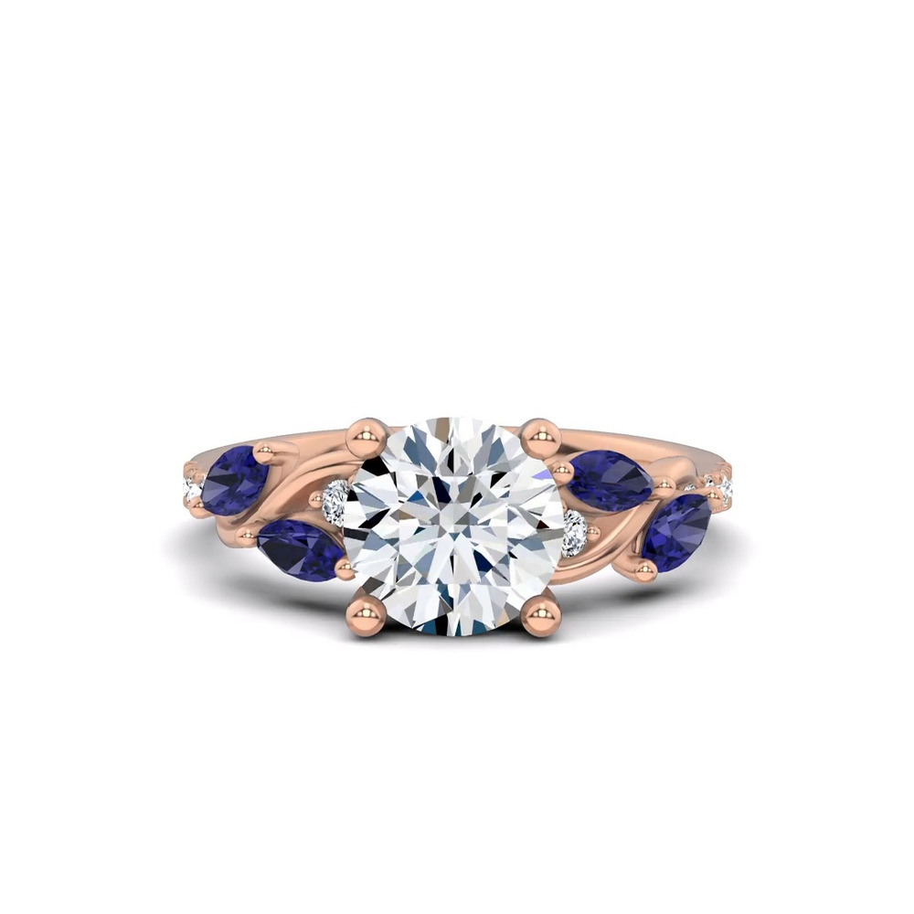 360 degree view of Hayden Curved Vine Sapphire And Lab Diamond Engagement Ring
