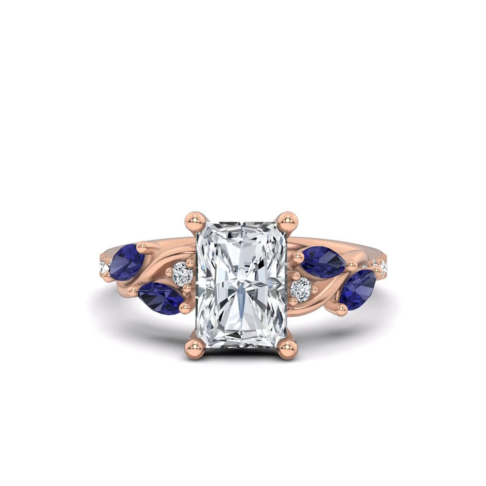 360 degree view of Hayden Curved Vine Sapphire And Lab Diamond Engagement Ring