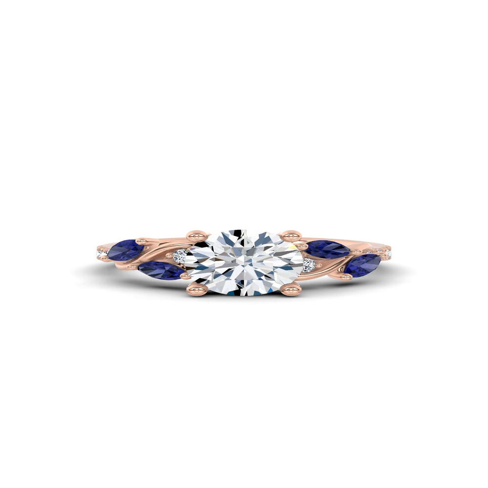 360 degree view of Hayden Curved Vine Sapphire And Diamond Engagement Ring
