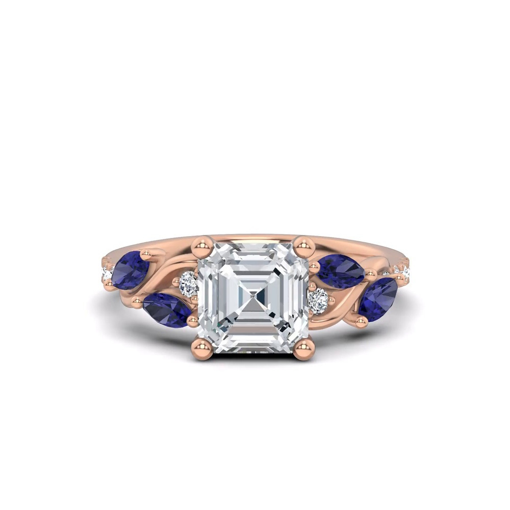 360 degree view of Hayden Curved Vine Sapphire And Diamond Engagement Ring