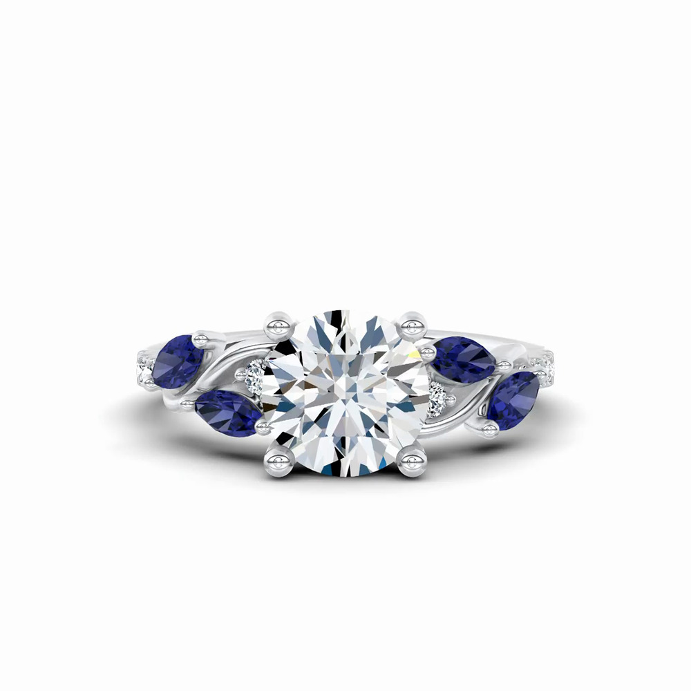 360 degree view of Hayden Curved Vine Sapphire And Diamond Engagement Ring