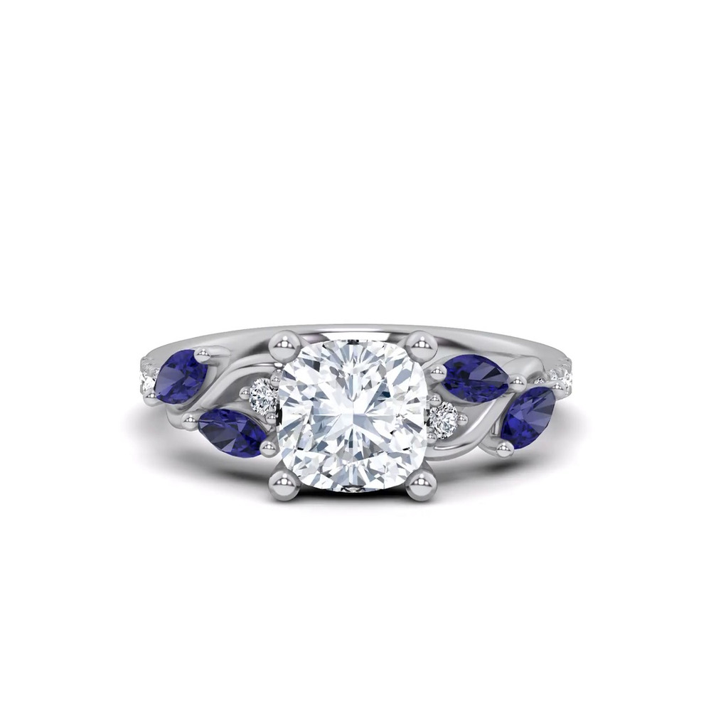 360 degree view of Hayden Curved Vine Sapphire And Diamond Engagement Ring