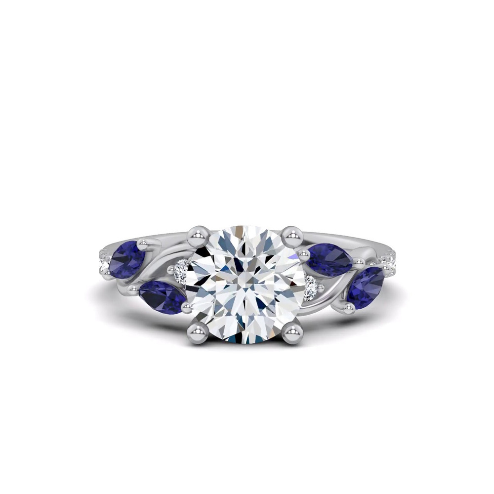 360 degree view of Hayden Curved Vine Sapphire And Lab Diamond Engagement Ring