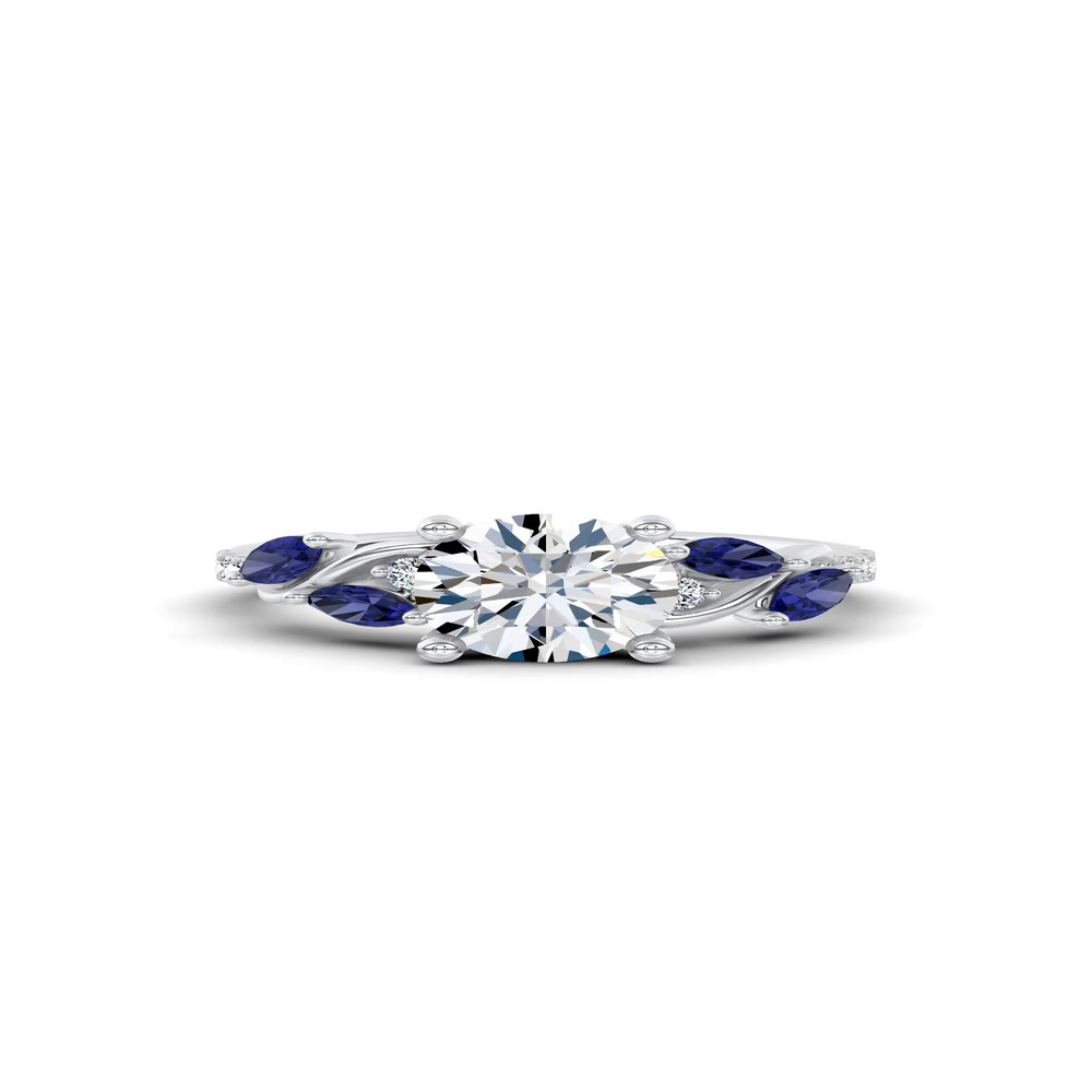 360 degree view of Hayden Curved Vine Sapphire And Diamond Engagement Ring