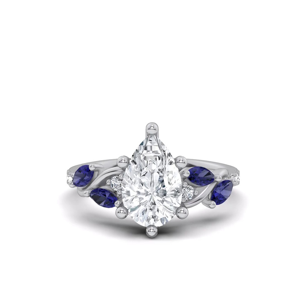 360 degree view of Hayden Curved Vine Sapphire And Diamond Engagement Ring