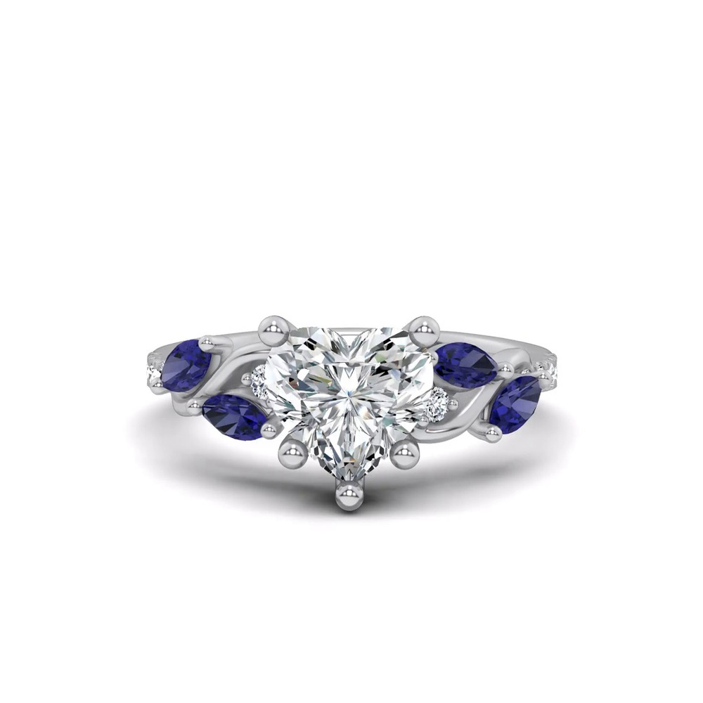 360 degree view of Hayden Curved Vine Sapphire And Diamond Engagement Ring