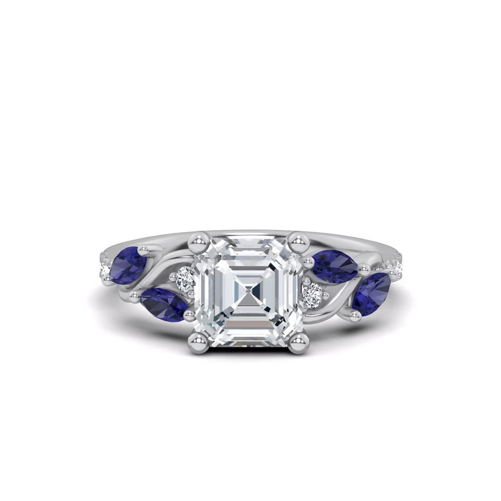 360 degree view of Hayden Curved Vine Sapphire And Diamond Engagement Ring