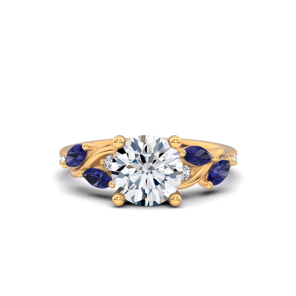 360 degree view of Hayden Curved Vine Sapphire And Lab Diamond Engagement Ring