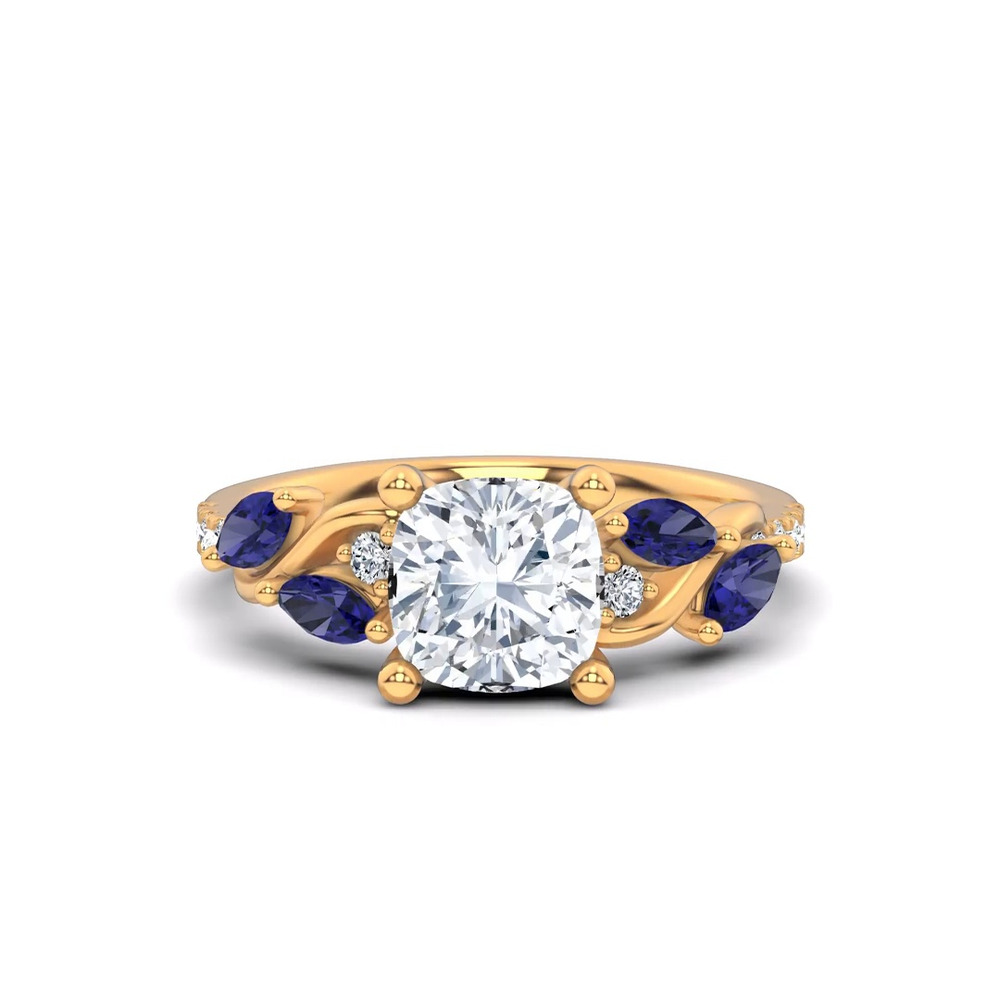 360 degree view of Hayden Curved Vine Sapphire And Lab Diamond Engagement Ring