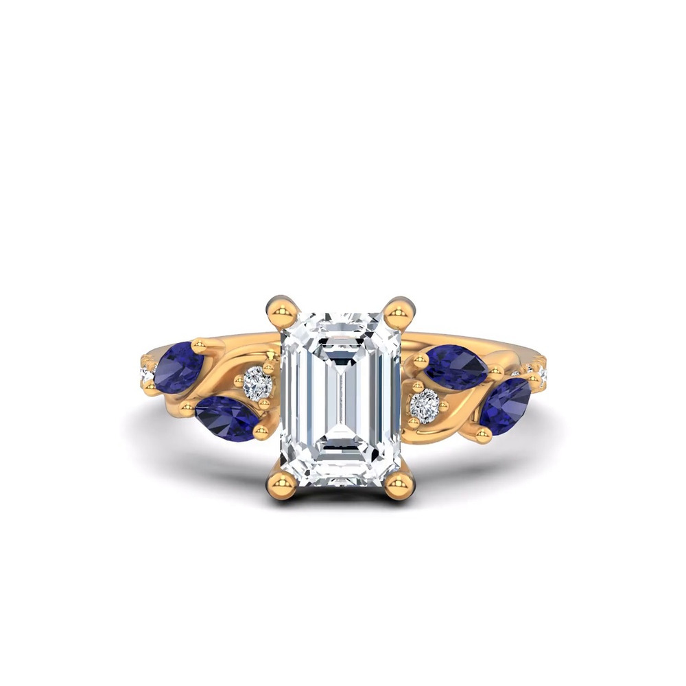 360 degree view of Hayden Curved Vine Sapphire And Lab Diamond Engagement Ring