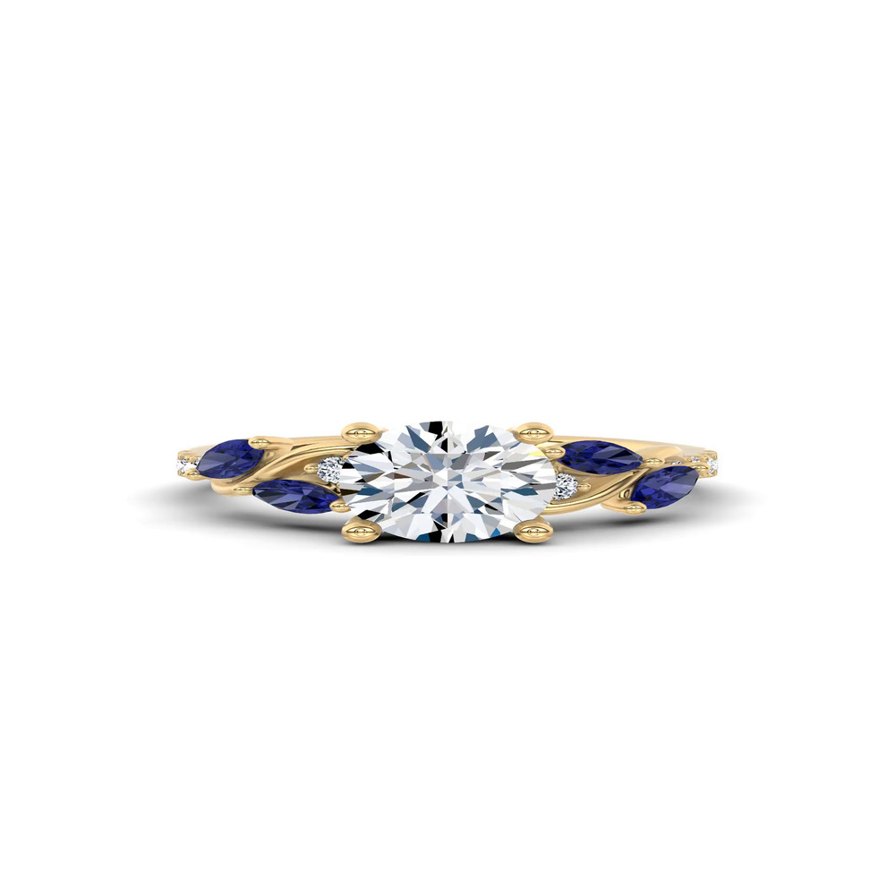360 degree view of Hayden Curved Vine Sapphire And Diamond Engagement Ring