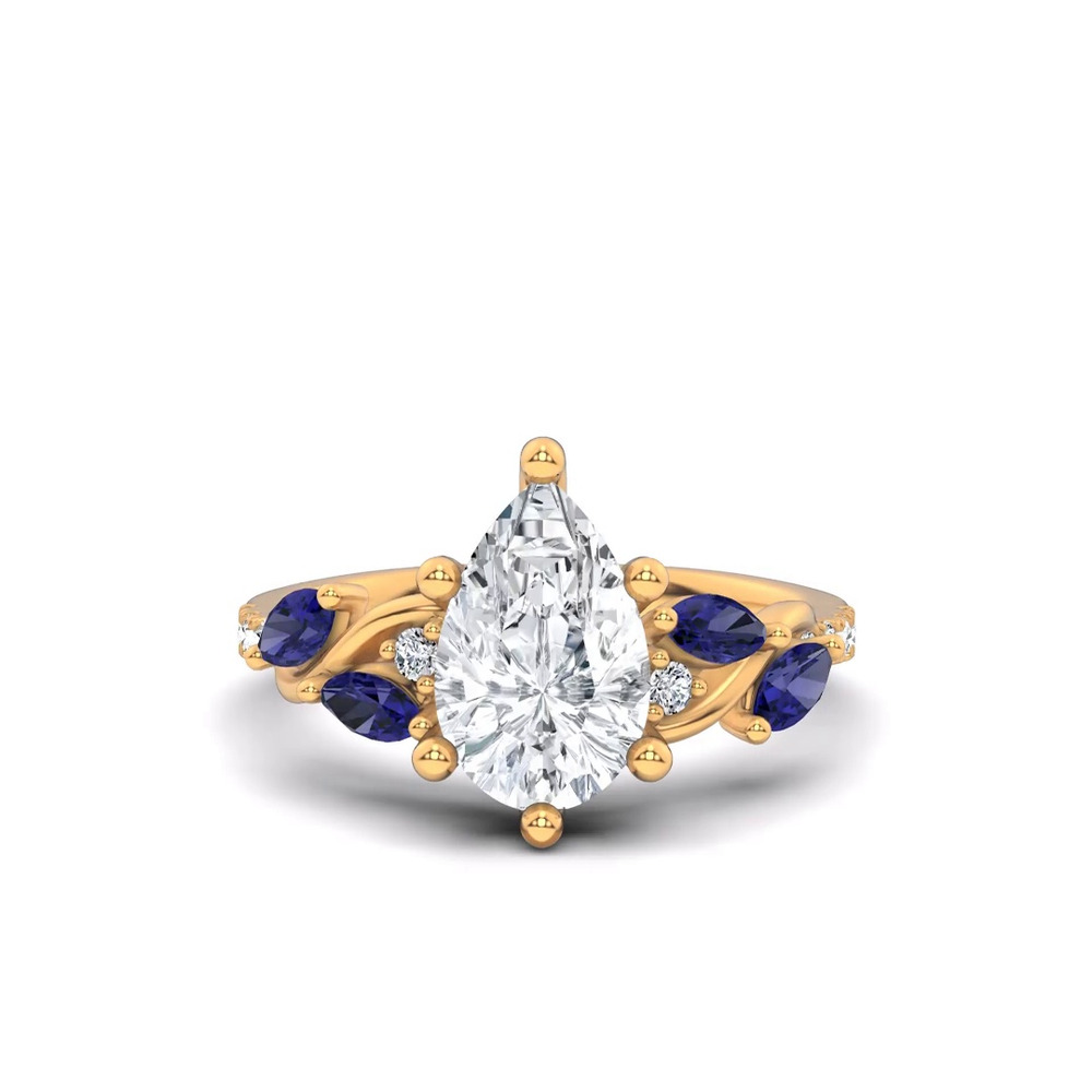 360 degree view of Hayden Curved Vine Sapphire And Diamond Engagement Ring