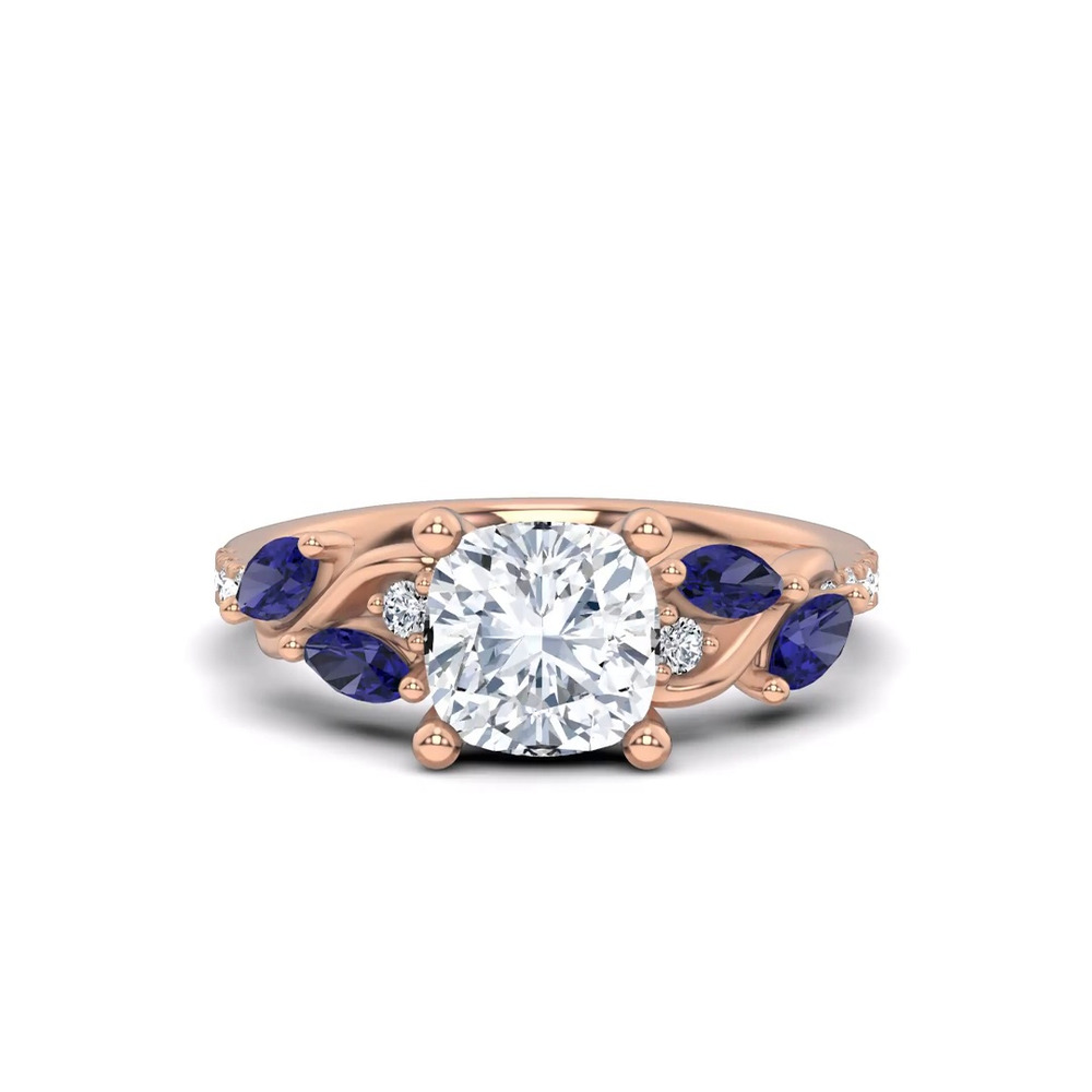 360 degree view of Hayden Curved Vine Sapphire And Lab Diamond Engagement Ring