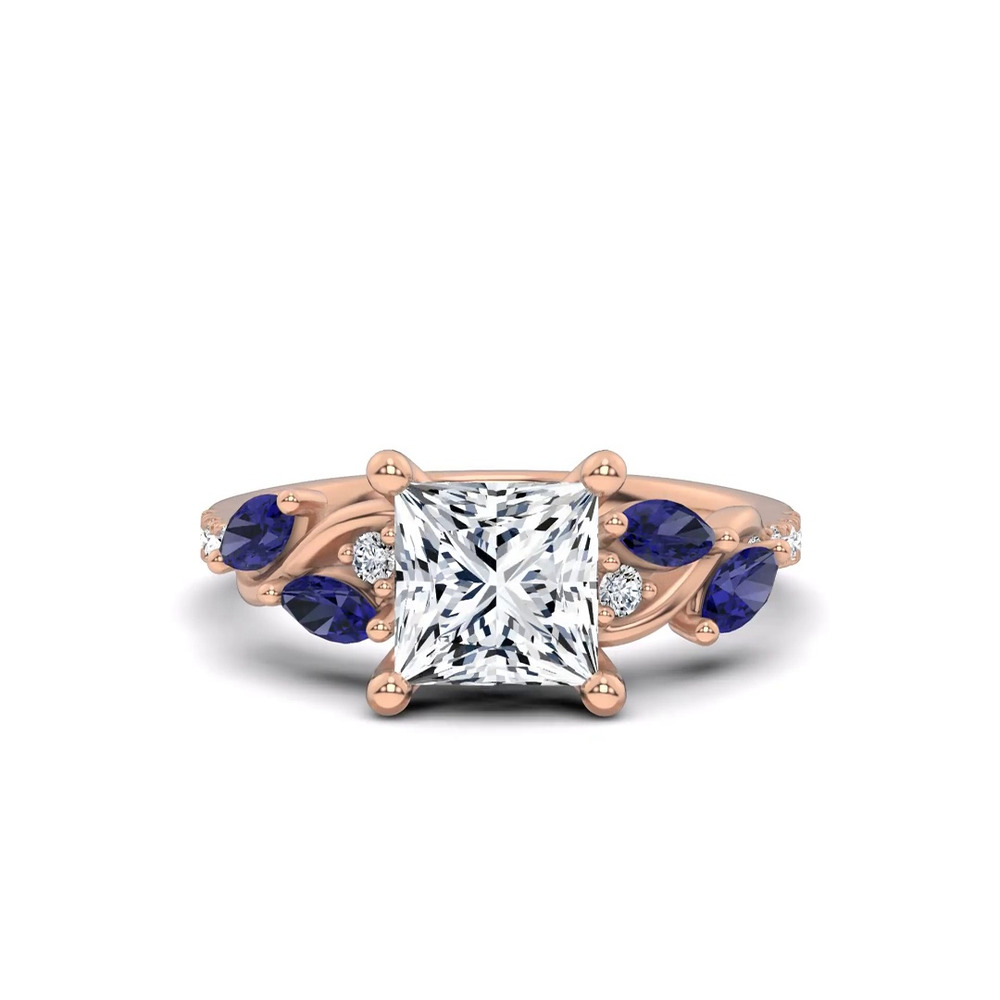 360 degree view of Hayden Curved Vine Sapphire And Lab Diamond Engagement Ring