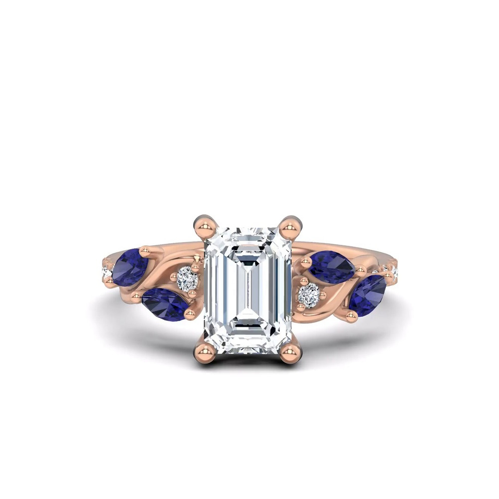 360 degree view of Hayden Curved Vine Sapphire And Lab Diamond Engagement Ring