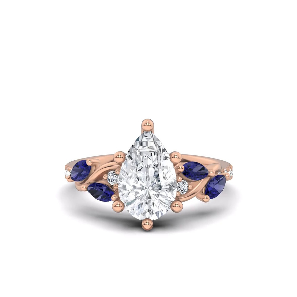 360 degree view of Hayden Curved Vine Sapphire And Lab Diamond Engagement Ring