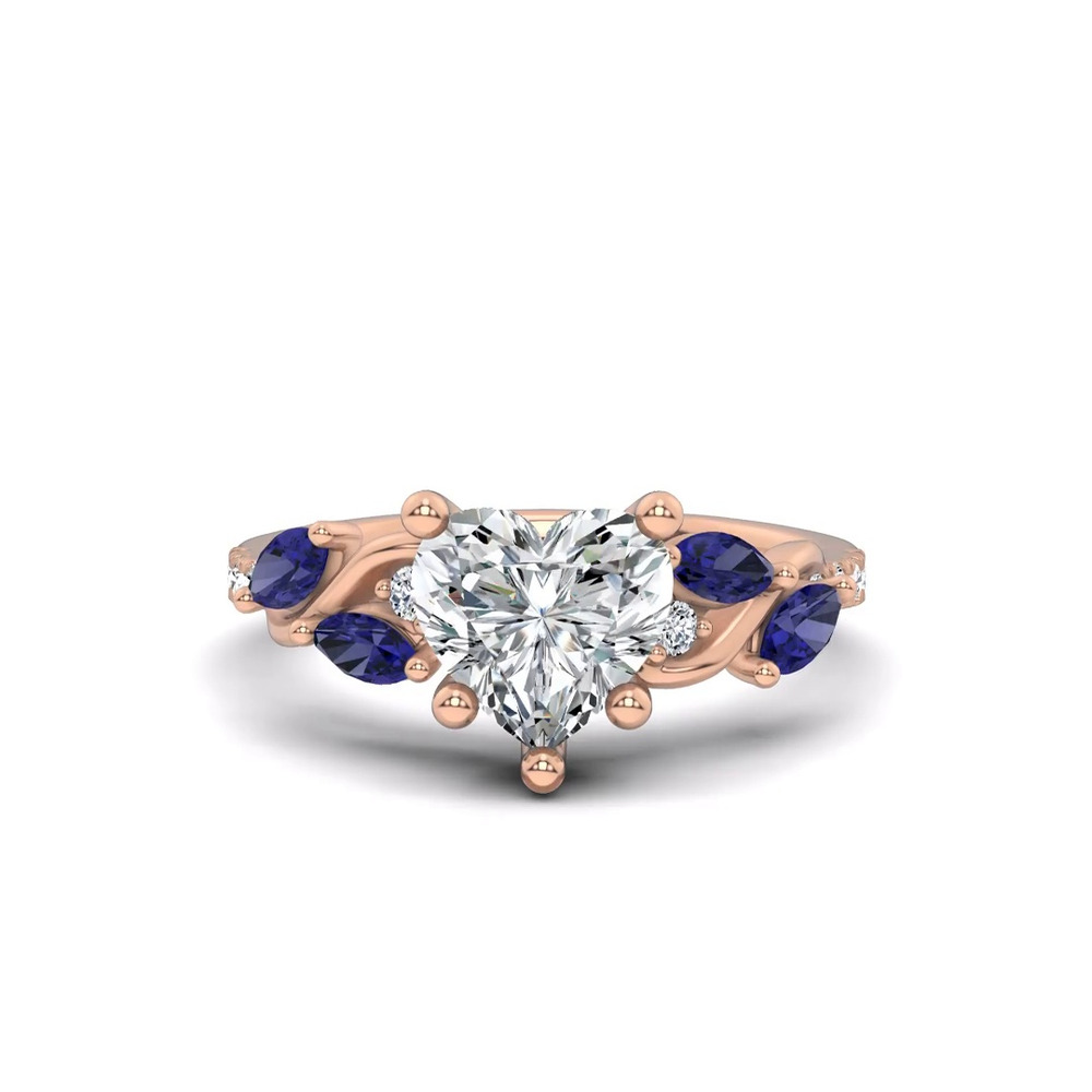 360 degree view of Hayden Curved Vine Sapphire And Lab Diamond Engagement Ring
