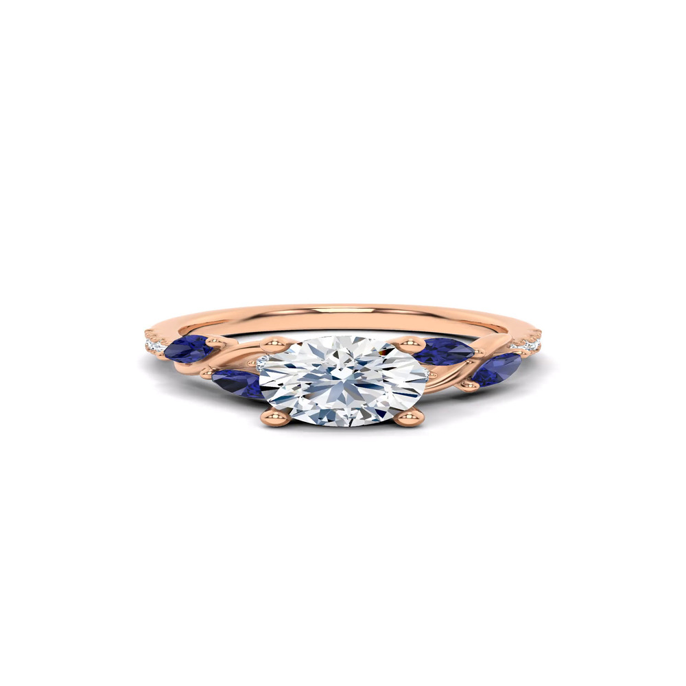 360 degree view of Hayden Curved Vine Sapphire And Diamond Engagement Ring