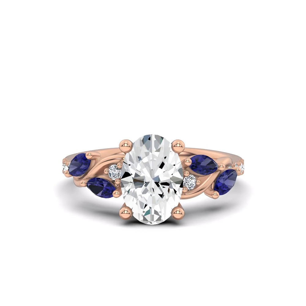 360 degree view of Hayden Curved Vine Sapphire And Diamond Engagement Ring
