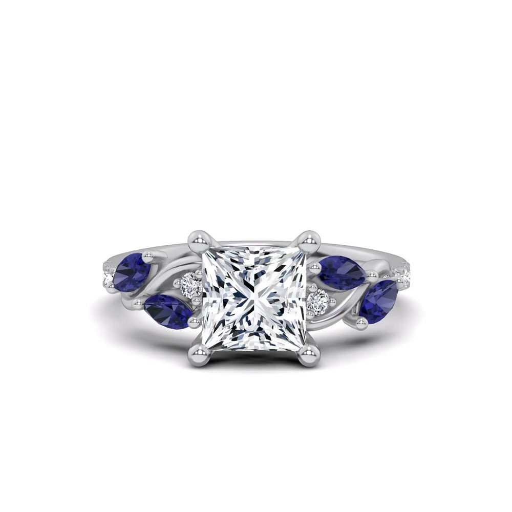 360 degree view of Hayden Curved Vine Sapphire And Lab Diamond Engagement Ring