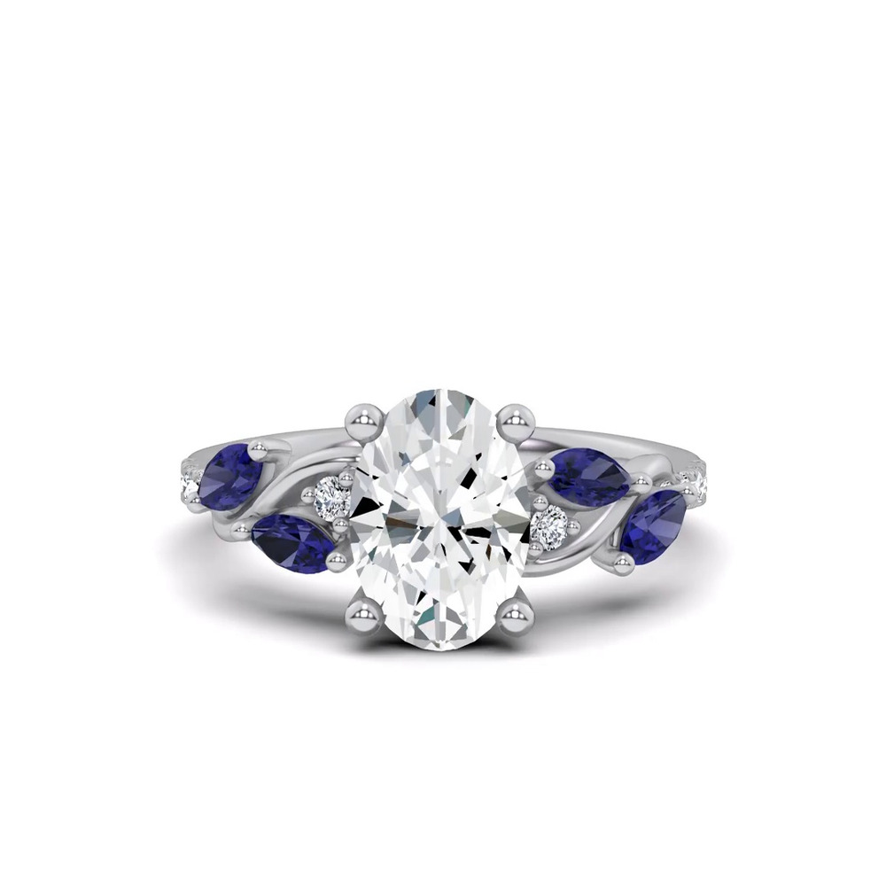 360 degree view of Hayden Curved Vine Sapphire And Diamond Engagement Ring