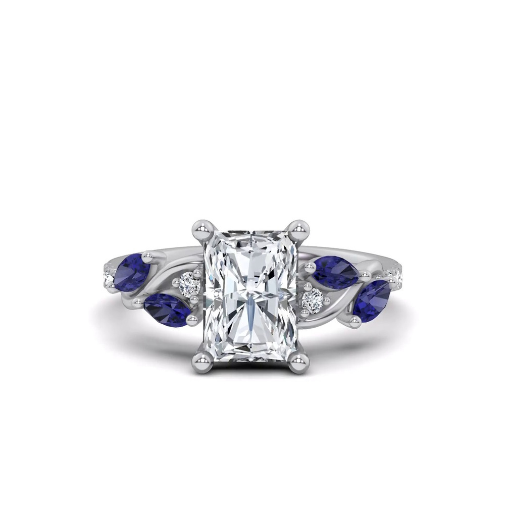 360 degree view of Hayden Curved Vine Sapphire And Diamond Engagement Ring