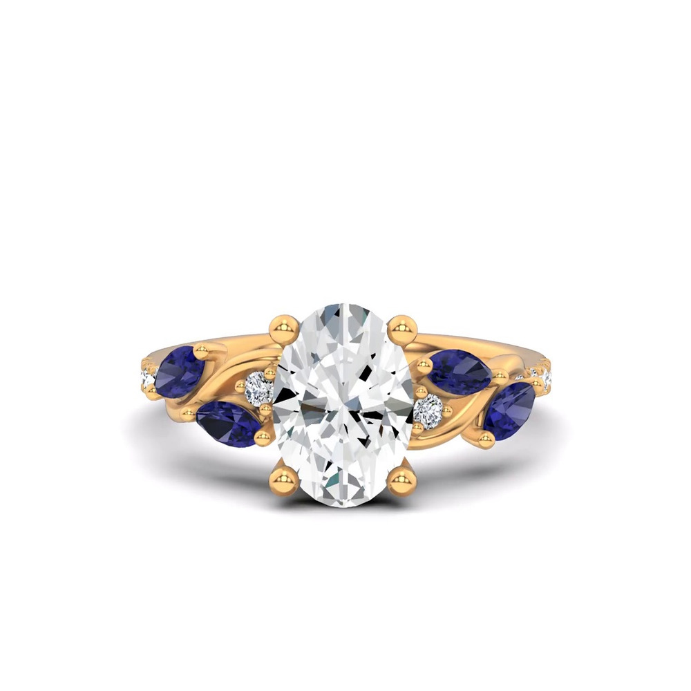 360 degree view of Hayden Curved Vine Sapphire And Lab Diamond Engagement Ring