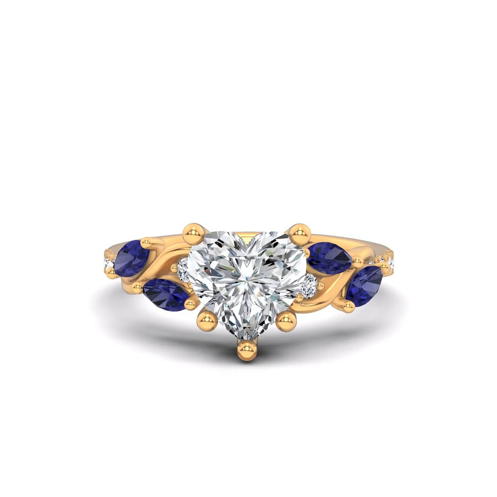 360 degree view of Hayden Curved Vine Sapphire And Lab Diamond Engagement Ring