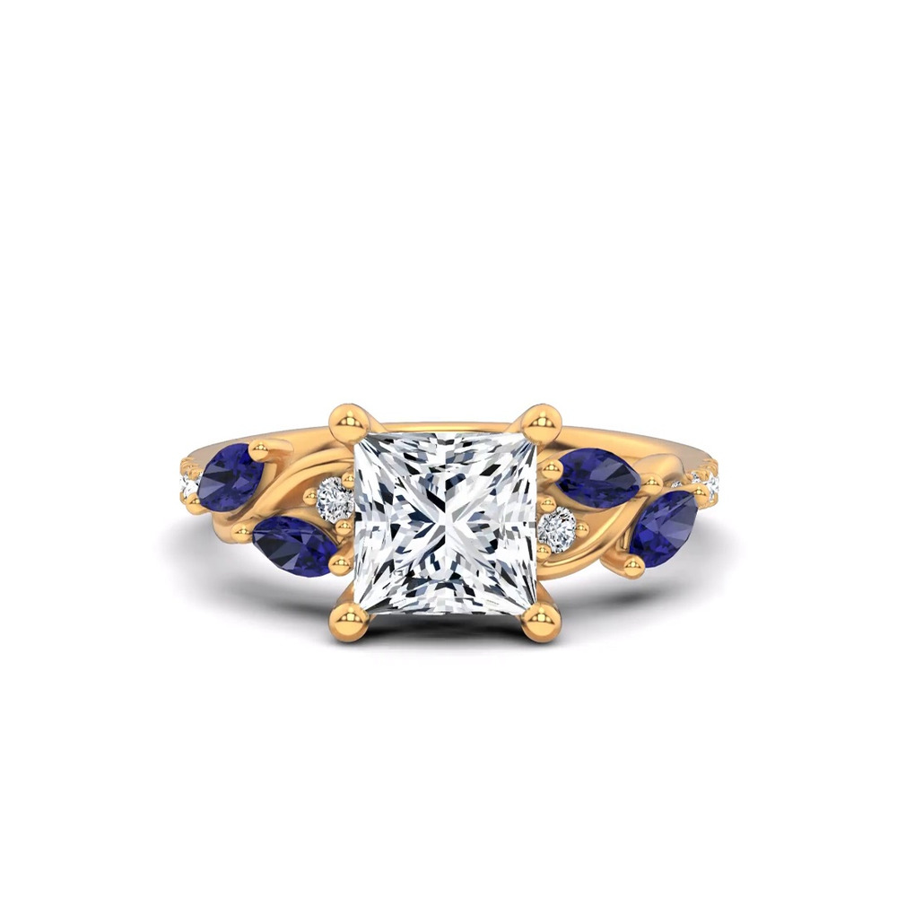 360 degree view of Hayden Curved Vine Sapphire And Diamond Engagement Ring
