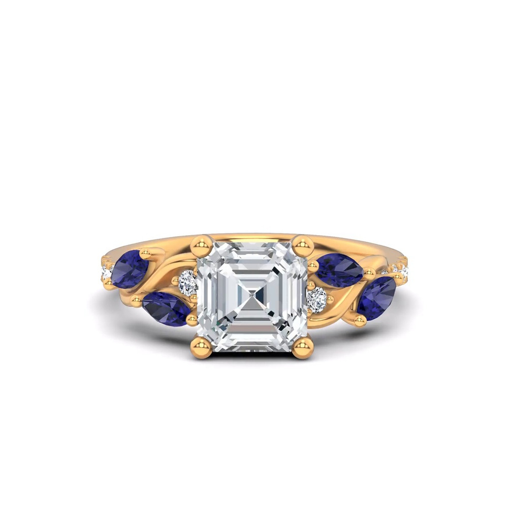360 degree view of Hayden Curved Vine Sapphire And Diamond Engagement Ring