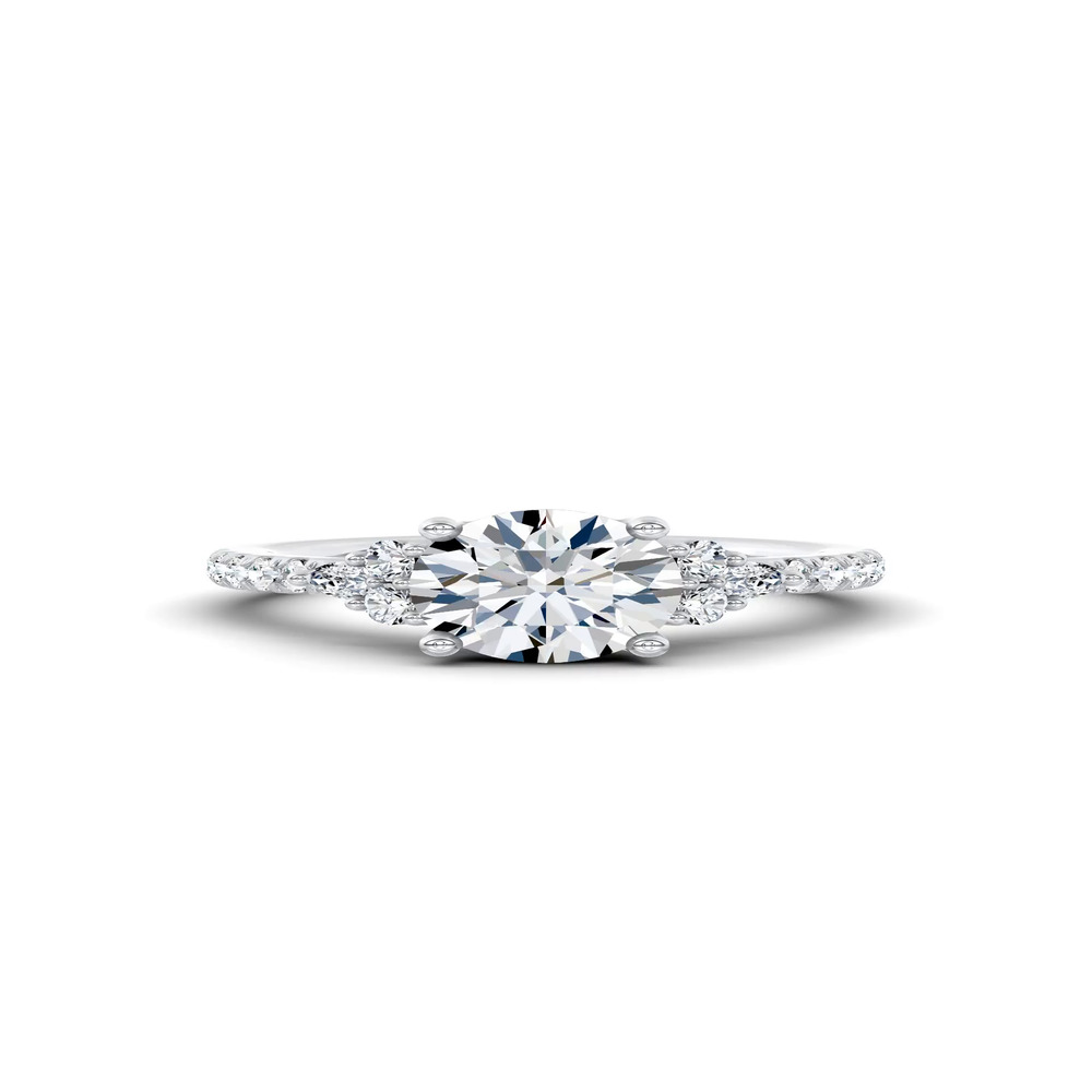 360 degree view of Alexandra Trellis Cluster Pavé Engagement Ring