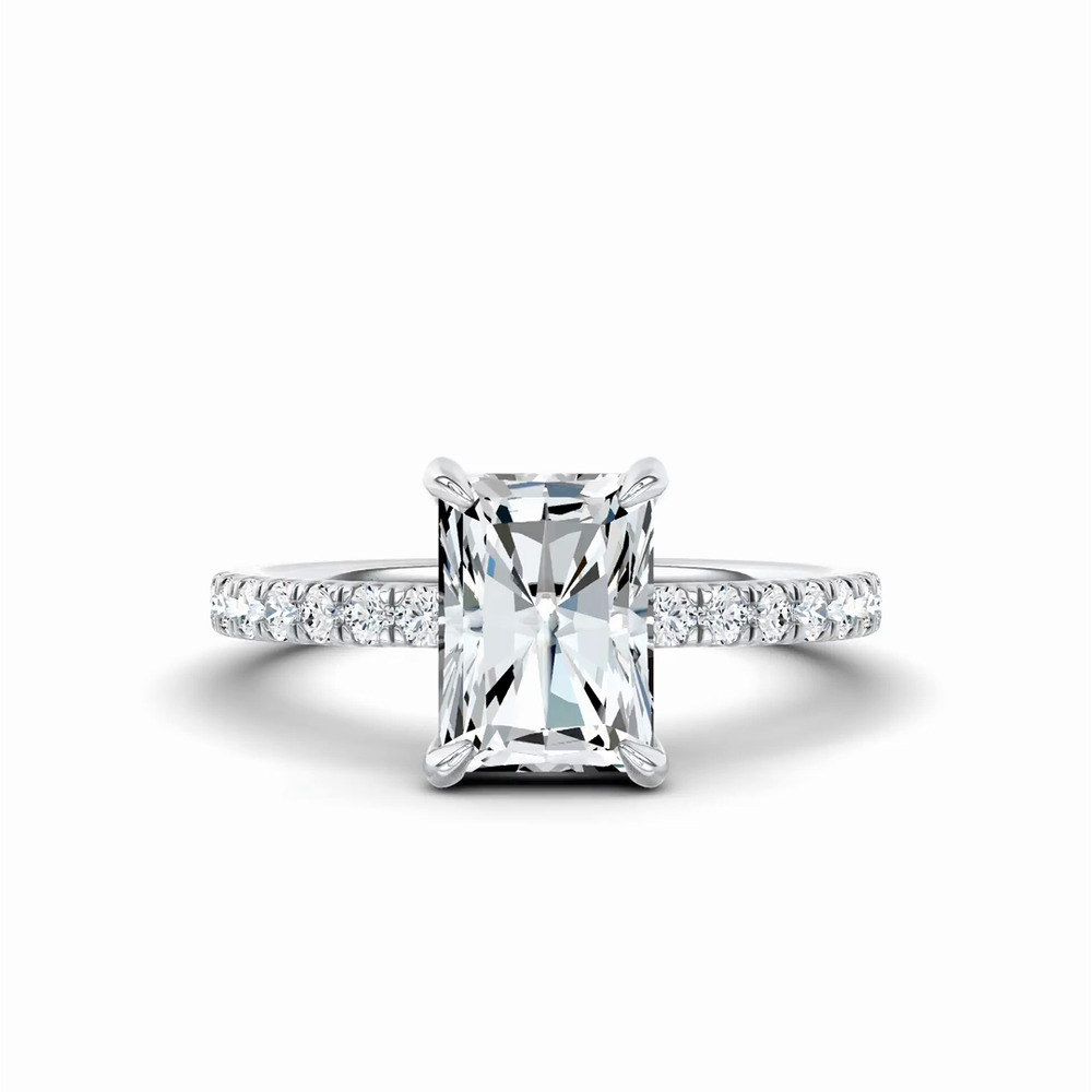 360 degree view of Reflection Pavé Hidden Halo Lab Engagement Ring by Christian Siriano