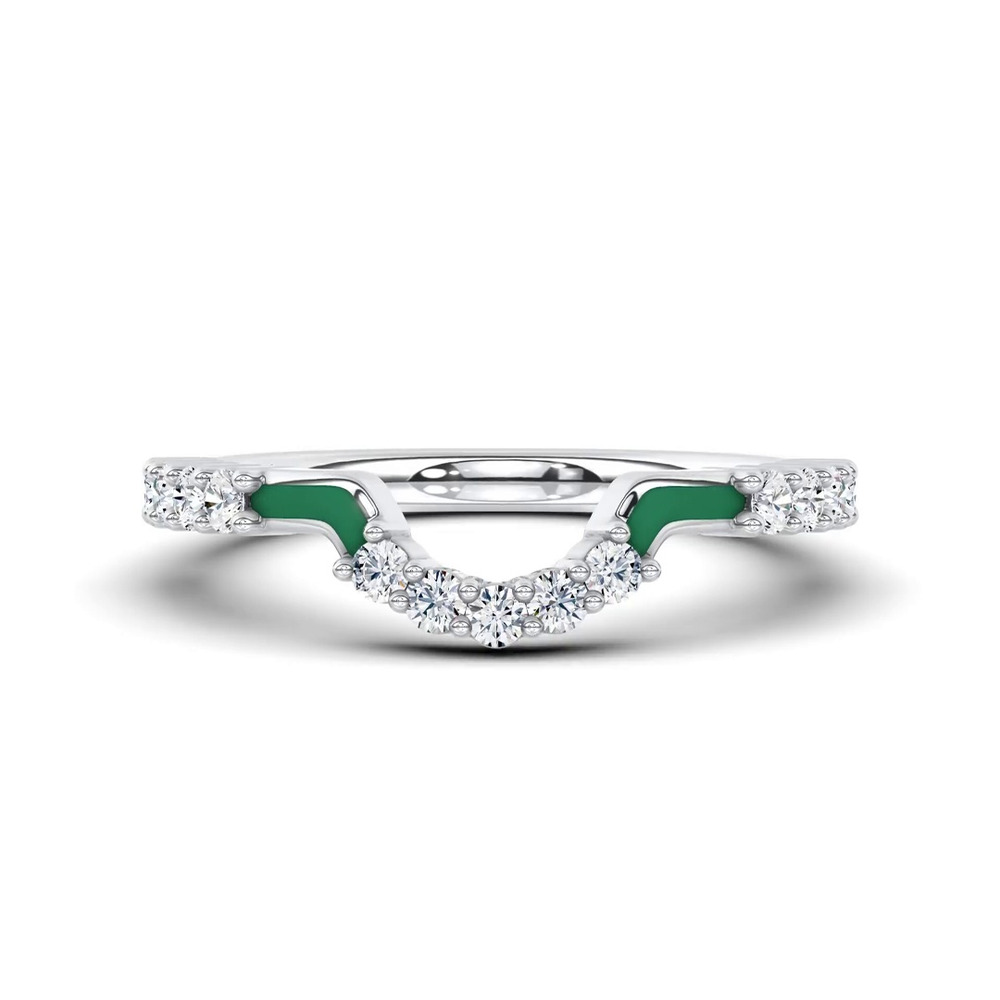 360 degree view of Colvivre Green Ceramic Contoured Pavé Lab Band by Christian Siriano