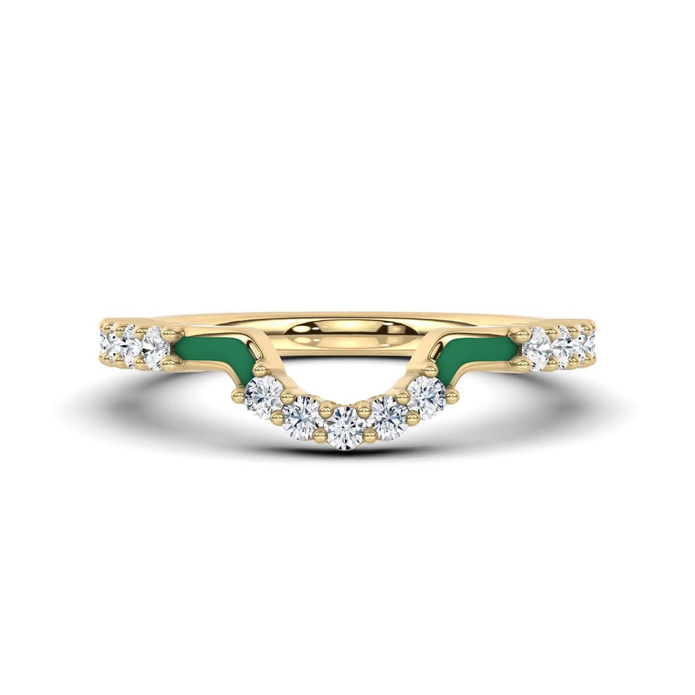360 degree view of Colvivre Green Ceramic Contoured Pavé Band by Christian Siriano