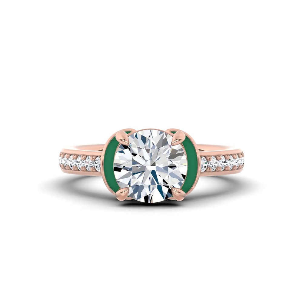 360 degree view of Colvivre Green Ceramic Winged Halo Engagement Ring by Christian Siriano