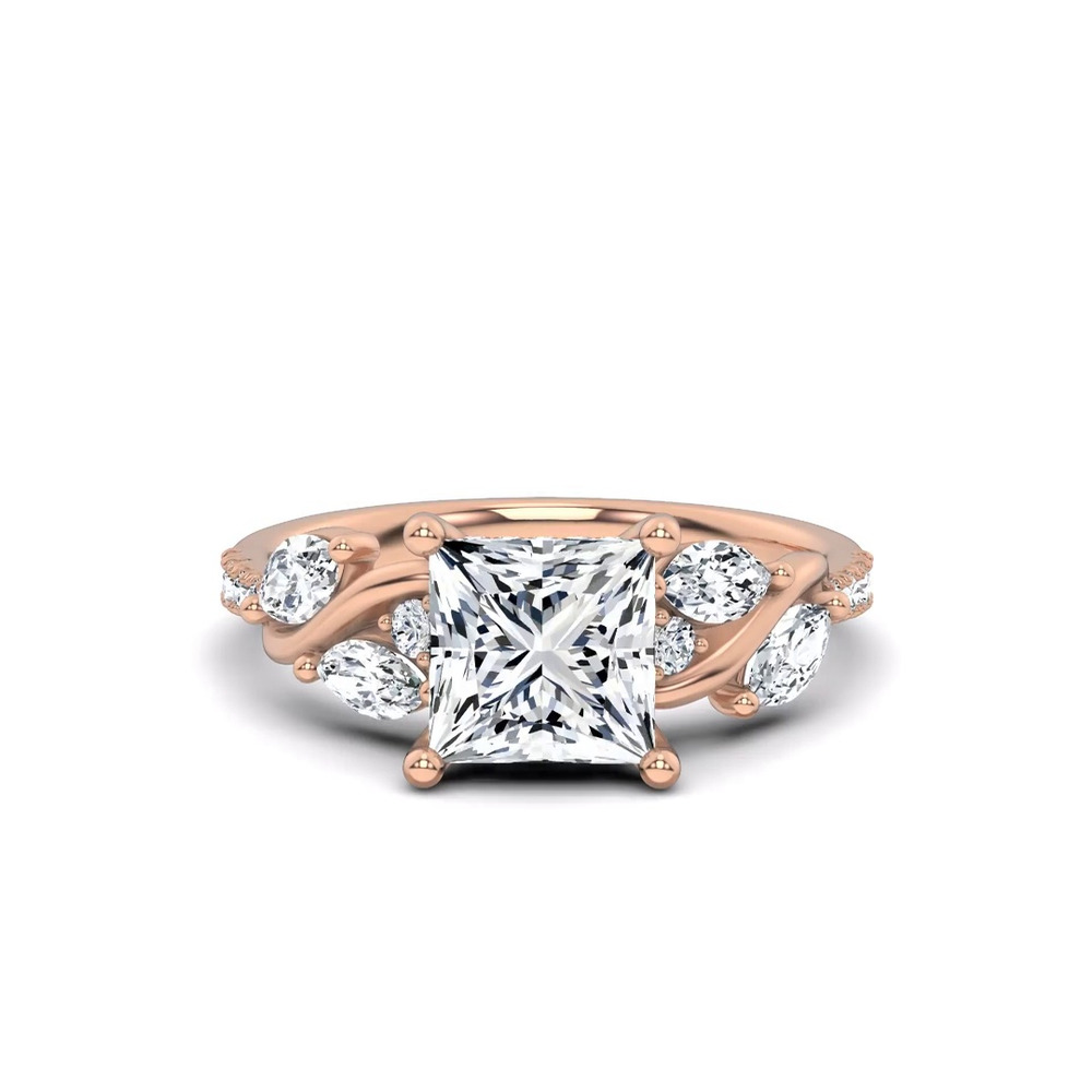 360 degree view of Hayden Curved Vine Hidden Halo Lab Engagement Ring