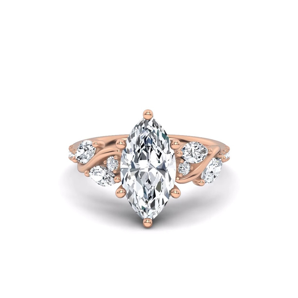 360 degree view of Hayden Curved Vine Hidden Halo Lab Engagement Ring