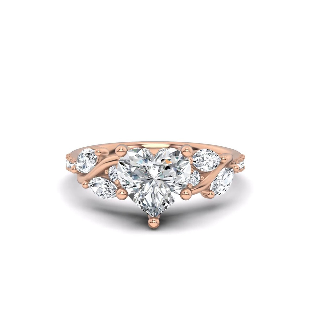 360 degree view of Hayden Curved Vine Hidden Halo Lab Engagement Ring