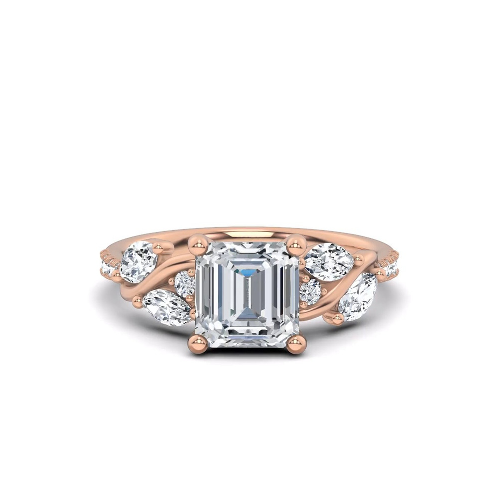 360 degree view of Hayden Curved Vine Hidden Halo Lab Engagement Ring