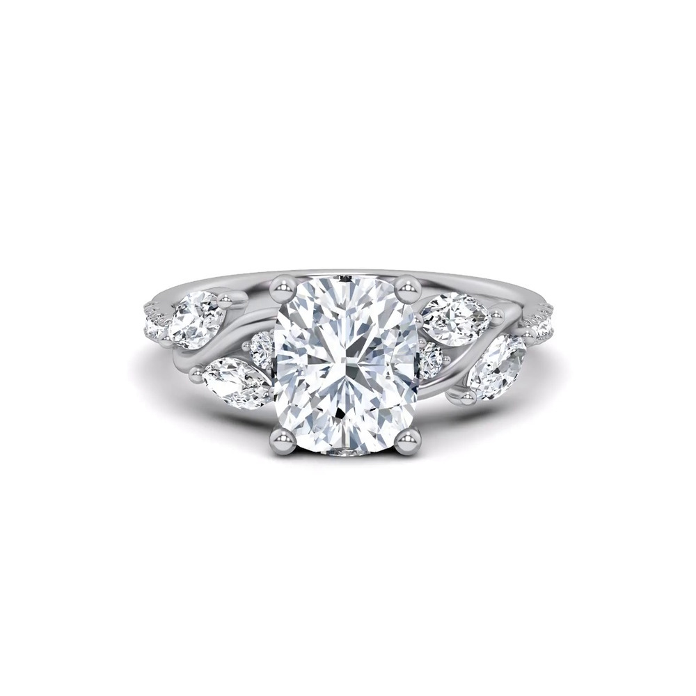 360 degree view of Hayden Curved Vine Hidden Halo Lab Engagement Ring