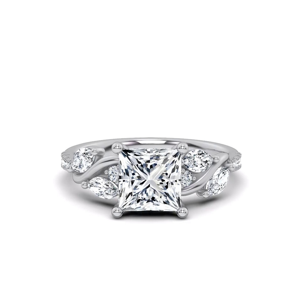 360 degree view of Hayden Curved Vine Hidden Halo Lab Engagement Ring