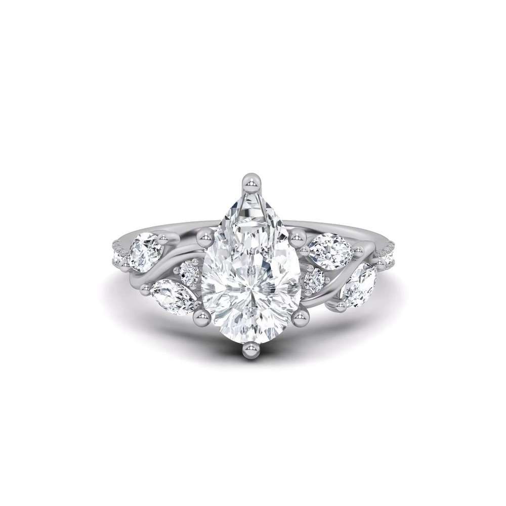 360 degree view of Hayden Curved Vine Hidden Halo Lab Engagement Ring